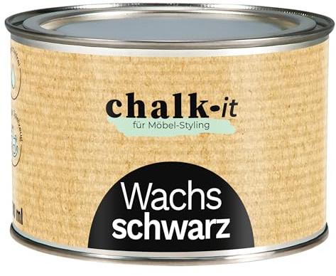 Chalk-it Möbelvax, 400 ml, svart, möbelskydd, trävax, kritfärg, möbelvård och träskydd med bivaxfinish, försegling vintage, shabby chic