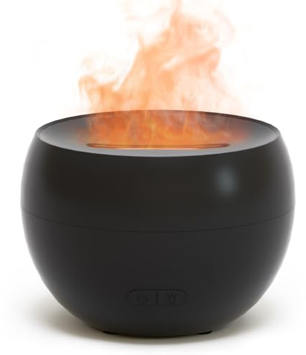 SALKING Aroma Diffuser Flammeneffekt, Aromatherapie Diffusor für ätherische Öle, Duftöldiffusoren Raumbefeuchter, LED Warmlicht Duftdiffusor für Baby, Zuhause Büro oder Yoga(Schwarz)