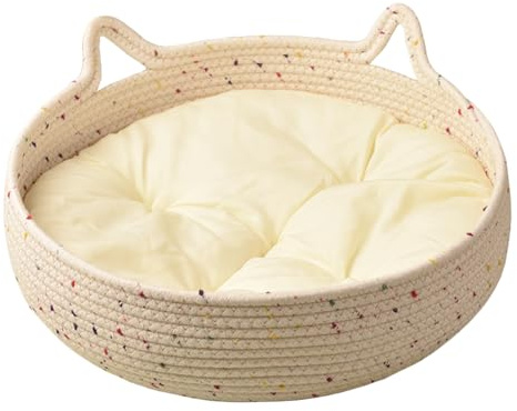 Generico Letto a Gatto Rotondo - di Corda di Cotone Morbido con per Sonno calmante, accoglienti Forniture per Animali Domestici con Design graffiante, mobili Interni per Gatti, Cuccioli e Cani