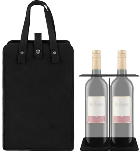 poraceous Portabottiglie, Borsa per Vino Può Contenere 2 Bottiglies, Borsa per Bottiglie Materiale in Feltro, Bottle Liquore Totes con Divisori, per Bottiglie di Vino, Varie Occasioni, Natale