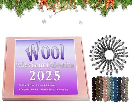 MFYOUPK Calendario de Adviento para Lana 2025 - Juego de 24 Días para Contar Regreso a Navidad con Suave,Suministros para Proyectos Creativos Festivos de Crochet,Suministros Para Manualidades De