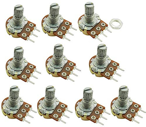 Aihasd 10PCS B2K 2K Ohm Adjustment Single Linear Rotary Taper Potentiometer Shaft 15mm
