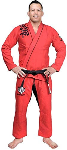 Shogun Fight Jiu Jitsu Gi 'Kanji' 450 g Perl-Web-Baumwolle Premium BJJ, rot, A3
