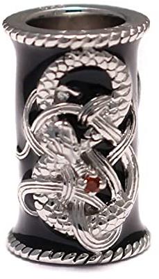 loveyourdiamonds Drachen Bartperle Harrperle aus 925 Sterling Silber mit rotem Granat Stein