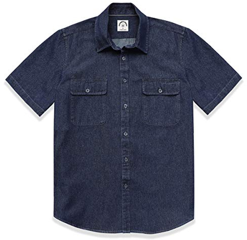 Dubinik®Herr Jeans Skjortor Button Down Kortärmad Western Cotton Casual Work Jean Shirt