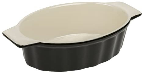 RESTO Molde para Horno – 14,4 x 9,1 x 5,2 cm – 0,6 litros – Molde para lasaña – Molde Ovalado con Asas – Forma de tiramisú de cerámica Resistente al Calor – para Pan, lasaña y Brownie