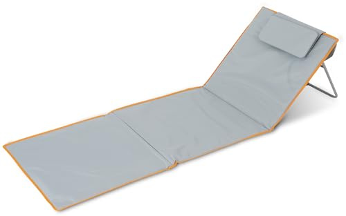 Stagecaptain Beachmatte “Layla” - Esterilla de Playa Acolchada con Almohada, Respaldo Ajustable, Bolsa con Cierre de Contacto y Tumbona Ligera Plegable con Correa de Transporte.