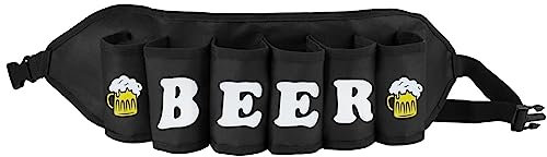 VINFUTUR Cintura di Birra Regolabile Porta Birra da Cintura Borsa Porta Bottiglie Birra con 6 Scomparti per Alpinismo Arrampicata Trekking Picnic Oktoberfest