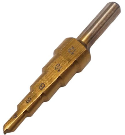SKIR'CO Stegborr 4-12 mm, Höghastighetsstålborr titanbelagd, HSS-borr, konborr, rak räffling, Hålskärare för metall, plast, trä