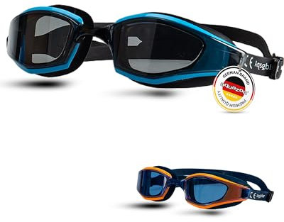 aquazon SPEED Schwimmbrille für Erwachsene - klare Sicht durch Anti Fog - extra bequem durch AQUAFLEX Silikon - Quick lock Größeneinstellung, Taucherbrille inkl. Dry Box