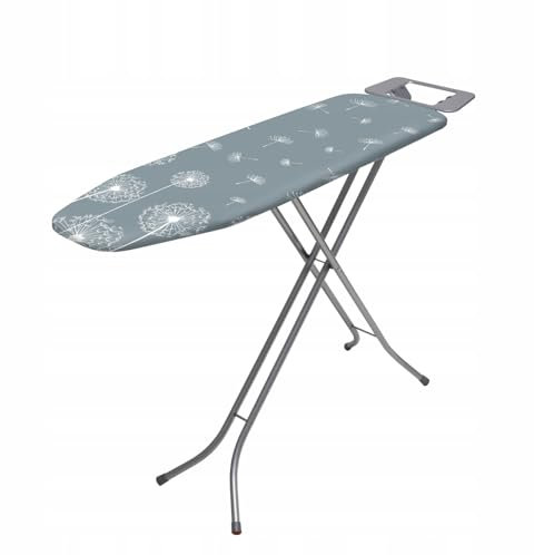 Klappbares Bügelbrett Basic, 114x34cm Dampfbügelbrett mit Metallnetz, Bügeltisch mit 5mm Schaumstoffunterlage und Bügeleisenablage, Bügelbrett mit Antirutschfüßen
