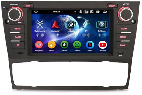 Erisin 8-Core 4GB+64GB Android 14 GPS Navegación Estéreo de Automóvil para BMW Serie 3 E90 E91 E92 E93 M3 7 IPS Pantalla táctil Soporte CarPlay Android Auto DSP Bluetooth 5.0 WiFi Dab+ Canbus OBD2