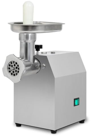 VERTES Picadora de carne Eléctrica, acero inoxidable, 370W, 80 kg/h, tamaño 8, profesional para catering, 2 bandejas de alimentación, 4 discos perforados, 2 cuchillas, marcha adelante, marcha atrás