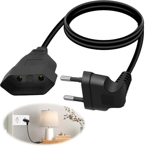 Rallonge de Prise Plate Européenne 2,5 A 250 V Prise Européenne Universelle de Type C, Adaptée pour Téléviseur, Ordinateur, Moniteur, Projecteur, Console de Jeu, Lampe, Appareil électroménager (0,3m