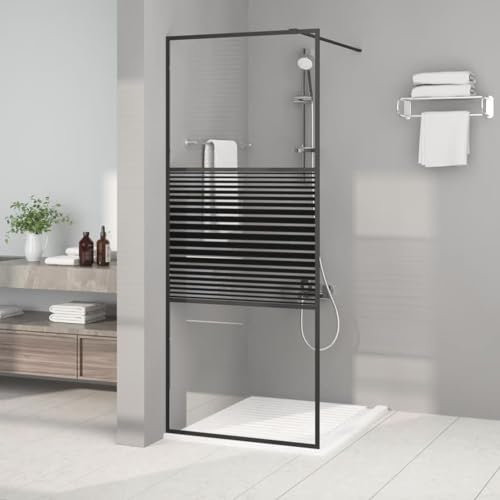 Tidyard Paroi de Douche Noir 80x195 cm Verre ESG Transparent, Pare-Baignoire Paroi de Douche, Écran de Douche Fermeture de Baignoire Mur Panneau de Douche pour Salle de Bain