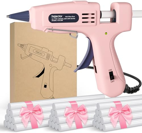 Kejector Feuerfest Heißklebepistole mit 30pcs Heißklebesticks, Klebepistole für DIY Kunst, Handwerk und schnelle Reparaturen in Haus & Büro, 20W Klebepistolen(Rosa)