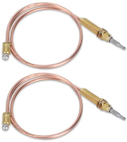 2PCS Universal Gas Thermocouple, M8x1 Thread Heating Gas Burner Propane Thermocouple Replacement Probe 600mm for Fireplace Water Heater Outdoor Patio Heater BBQ Grill Accessories