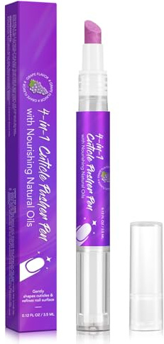 4-in-1 Cuticle Care Pen, Nail Oil Pen Gentle Push, Clean, Polish, Moisturize Nails, Nail Cuticle Oil Pen for Nails, Portable Manicure Tool with Traubengeschmack for Home Office or Travel (1)