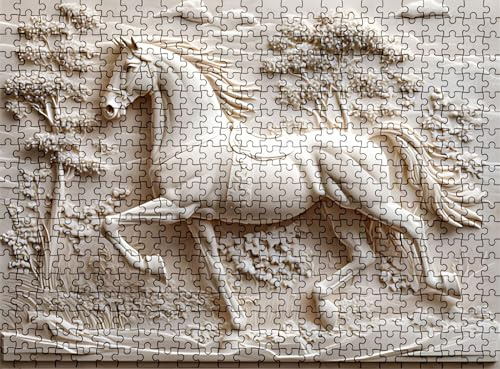 Pussel 3 000 delar, träpussel för vuxna häststaty, impossibla klassiska jigsaw pussel 122 x 81 cm, familjespel, pussel stressminskning, tankespel, pusselälskare w0-524