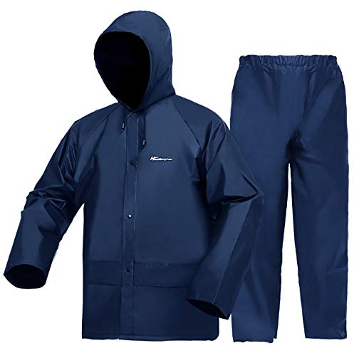 Set giacca e pantaloni da lavoro per uomo/donna, ultra leggero, impermeabile, antivento, con cappuccio, tuta antipioggia, Marina Militare, S