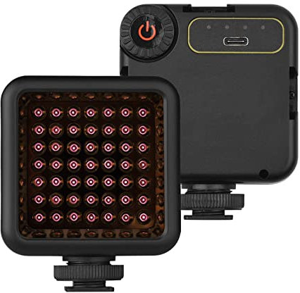 Andoer IR49S Mini IR Night Vision Light - Infrared Photography Light for Video Camera, Camcorder - Built-in Rechargeable Battery with 3 Cold Shoe Mount for Vlog, YouTube