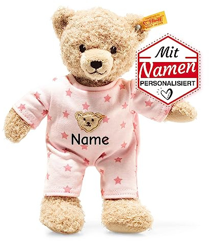 STEIFF Teddy and Me Teddybär mit Namen, Rosa Schlafanzug Kuscheltier, Niedlicher Bär Plüschtier Stofftier für Mädchen, Schmusetier