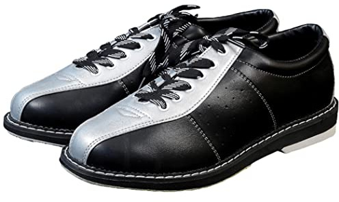ZHENSI Zapatos De Bolos para Hombres Zapatos De Bolos De Cuero Antideslizantes Unisex Buffer Transpirable,Plata,47 EU