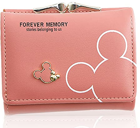 Spldsun Carteras Pequeña, Cartera con Ranuras, Cuero Carteras, para Almacenar y Proteger Tarjetas Identificación, Tarjetas Crédito, Dinero, Fotos (Rosado)