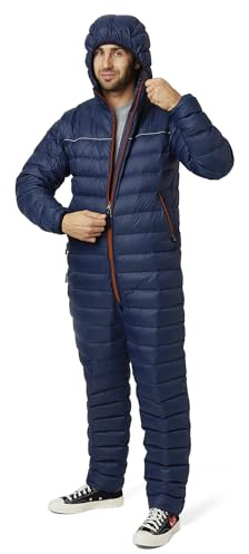 Walksey Down Suit, Dunoverall för Utomhusbruk för Män och Kvinnor, Lätt Varm & Funktionell (Navy Blue, L)