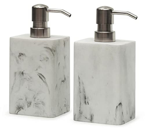 Suanti Seifenspender 2 Pack,Seifenspender mit gebürstetem Nickel Pumpe. Nachfüllbarer Handseifenspender für Bad Counter top & Küche Home Deck-weiß