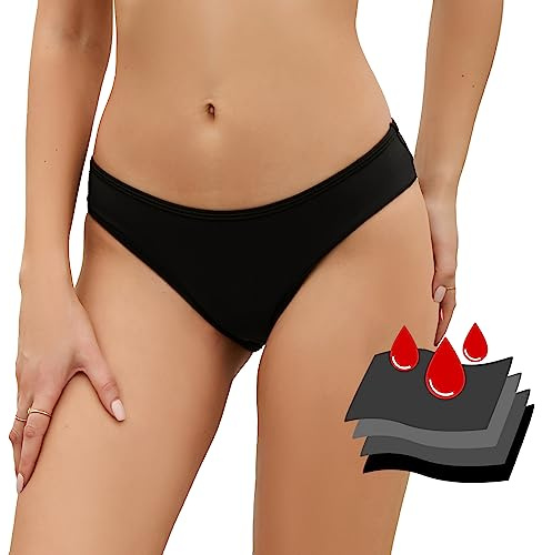 SherryDC Women's Period Swimwear Bikini Bottoms-Menstrual Leakproof Swimsuit Bottoms Briefs for Teen Girl Black