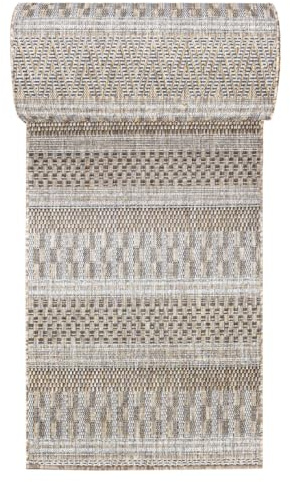 Mazovia Läufer Küche Flur - Sisaloptik Teppichläufer Flachgewebe - Kurzflor Flurläufer für Vorzimmer Küche - ÖKO-TEX Zertifiziert - Meterware In-& Outdoor - Beige Taupe 70 x 150 cm