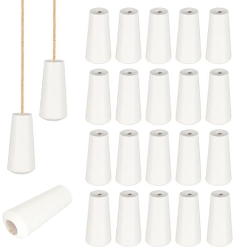 CATELL Blind Cord end 20Pcs Window Blind Wood Cord Knobs Pull Cord end Wood Cord Tassel Window Blind Real Wood Cord Tassels for Blinds or Shades DIY Home Decoration Curtain Craft (White)
