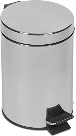 GREATOYAR Papelera Metal, Cubo de Basura con Pedal de Acero Inoxidable y Reposapiés Antideslizante para Cocina, Baño, Oficina - 5 Litros, Plata