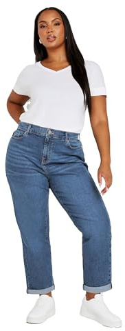 Yours Curve Mid Boyfriend Jeans - Women's - Plus Size Curve Blue