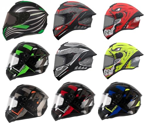Motorbike Full Face Helmet mt Targo S -Adult Street Racing Touring Bike Rider Crash Sports Motorcycle Helmets - Men Women ECE 22.06 Approved Safety Helmet (Toby C3 Matt Fluo Yellow,L)