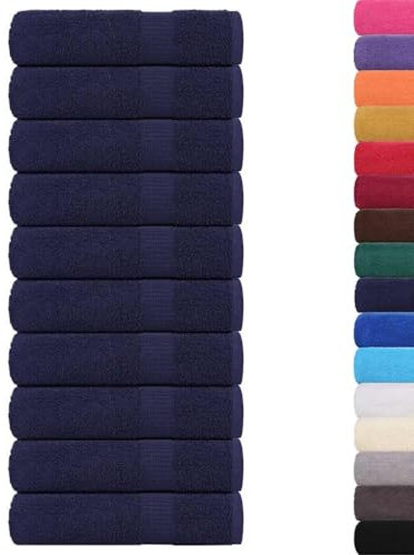 vidaXL Serviettes de Bain 10 pcs Bleu Marine 100x150 cm 100% Coton, Serviette, Ensemble de Serviettes de Bain, Serviette d'hôtel, Serviette de Douche