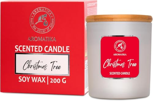 Vela Perfumada de Árbol de Navidad 200g - Vela de Cera con Aceite Esencial de Pino Suizo - Fragancia para Hogar - Aromaterapia - Aroma Navideño - Idea para Cumpleaños - Navidad