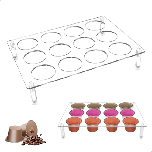 Organizador Capsulas Cafe, Universal Porta Capsulas Cafe, Dispensador Cápsulas Almacena Hasta 12 Cápsulas de Café, Soporte Capsulas para Exposición de Sobremesa, Almacenamiento en, 25 x 18 cm
