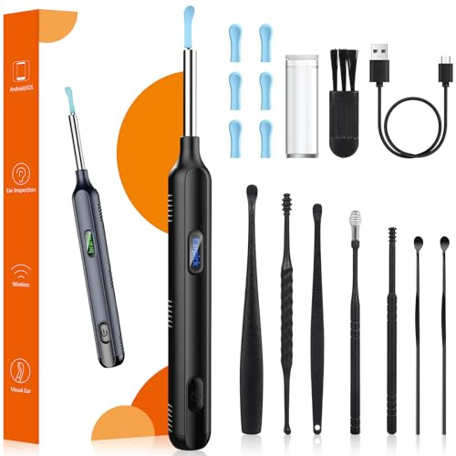 GLOSKIN 1080P HD Pulizia Orecchie, Otoscopio con Fotocamera WiFi, Pulisci Orecchie con lente Diametro Interno da 4,22 mm e 6 luci LED, Adatto per iPhone e Telefoni Android