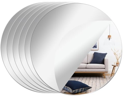 PopularLdo 6 tessere specchio rotonde per decorazioni da tavola, vassoi specchio, specchi rotondi piatti per decorazioni da tavola, portacandele a specchio per decorazioni da tavola per matrimoni e