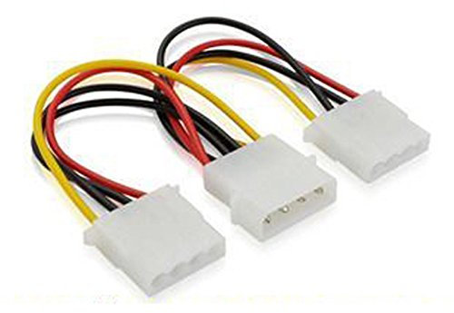 Aukson K15 SATA Kabel IDE Strom Adapter 4-pol Molex Stecker auf 2x 4-pol Molex Buchse, 15cm 5.25-Zoll Stromverlängerungskabel