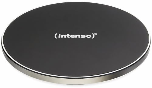 Intenso BA1 Caricabatterie Wireless (con Adattatore), Compatibile con qualsiasi dispositivo abilitato Qi (iPhone, Samsung, Huawei, Google), Nero