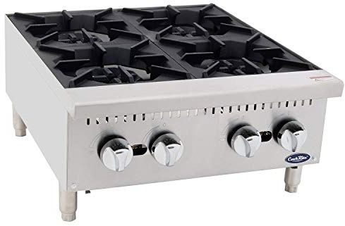 24” Freestanding Commercial Gas Cook Stove Range with 4 Burners, Cook Rite Stainless Steel Gas Hot Plate Burner- 100000 BTU