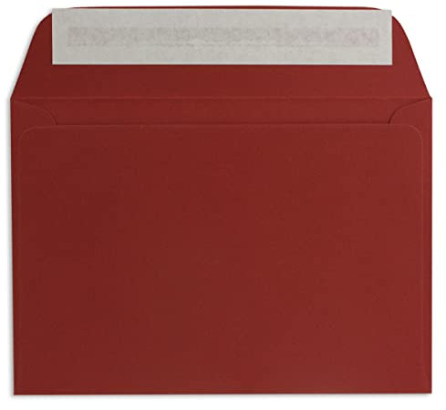 50 DIN C6 Brief-Umschläge Dunkel-Rot - 11,4 x 16,2 cm - 90 Gramm Haftklebung Standard Brief-Kuverts für Hochzeit & Einladungen von Ihrem Glüxx-Agent