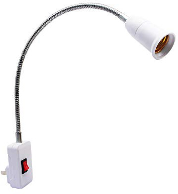 SinLoon E27/E26 Socket Adapter with On/Off Switch Light Lamp Bulb 360 Degrees Flexible Aluminum Wire Gooseneck US Plug for Night Light Grow Lights Desk Lamp Bulb (White)