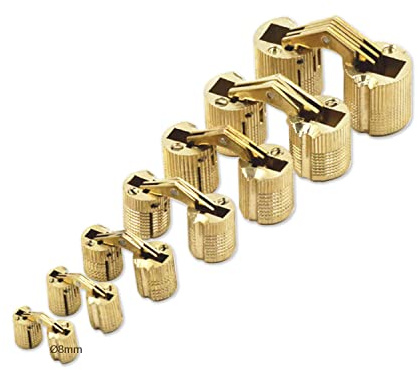 GEFONG Mini Cylindriska Gångjärn 8mm för Skåpdörr Panelanslutning Liten Låda DIY Mässing Matt Dolda Gångjärn 180 Graders Öppningsvinkel Paket med 8 stycken