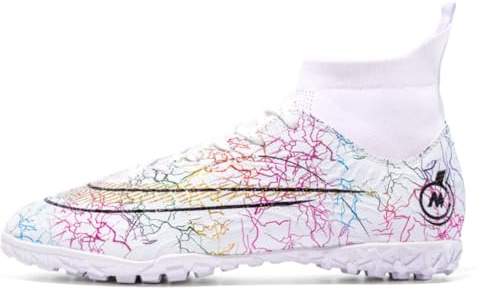 Hmhnsya Chaussures De Football D'entraînement Professionnel pour Hommes Chaussures De Football À Cheville Haute pour Jeux D'intérieur Et D'extérieur Baskets Unisexes pour Enfants (41,G1002)