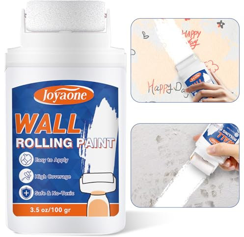 Pintura blanca para pared con rodillo, secado rápido y a base de agua, cubre grafitis, manchas y amarilleamiento, fácil de aplicar, brocha integrada para reparación de paredes (100 g)