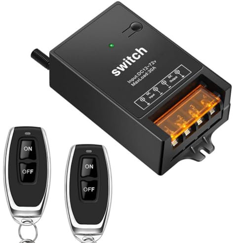 Pavewood Interruptor de control remoto de 12 V con relé de 30 A, CC 72 V, 60 V, 48 V, 36 V, 24 V, 12 V, interruptor inalámbrico para luces, lámparas, ventiladores